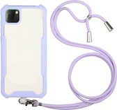 Voor OPPO Realme C11 acryl + kleur TPU schokbestendig hoesje met nekkoord (paars)