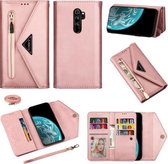 Voor Geschikt voor Xiaomi Redmi Note 8 Pro Skin Feel Rits Horizontale Flip Leren Case met Houder & Kaartsleuven & Fotolijst & Lanyard & Lang Touw (Rose Goud)