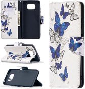 Voor Xiaomi Mi Poco X3 Gekleurde tekening patroon Horizontale flip lederen tas met houder & kaartsleuven & portemonnee (blauwe vlinder)