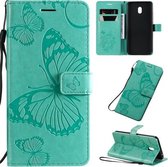 Voor Xiaomi Redmi 8A Pressed Printing Butterfly Pattern Horizontale Flip PU Leather Case met houder & kaartsleuven & portemonnee & Lanyard (groen)