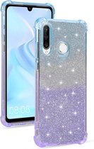 Voor Huawei nova 4e gradiënt glitter poeder schokbestendig TPU beschermhoes (blauw paars)