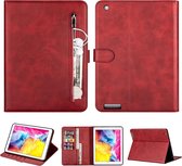 Voor iPad 1/2/3/4 Tablet Mode Kalfsstructuur Rits Horizontale Flip Leren Case met Standaard & Kaartsleuven & Portemonnee & Wek- / Slaapfunctie (Rood)
