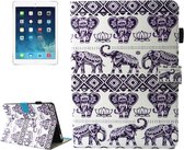 Voor iPad mini 4 / mini 3 / mini 2 / mini Universele Olifant Lotus Patroon Horizontale Flip Lederen Beschermhoes met Houder & Kaartsleuven & Slaap