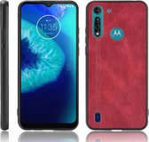 Voor Motorola Moto G8 Power Lite Schokbestendig Naaien Koe Patroon Huid PC + PU + TPU Case (Rood)