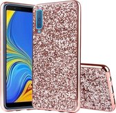 Glitter poeder schokbestendig TPU beschermhoes voor Samsung Galaxy A7 (2018) (roze)