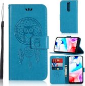 Voor Xiaomi Redmi 8 Windgong Uil Embossing Patroon Horizontale Flip Leren Case met Houder & Kaartsleuven & Portemonnee (Blauw)