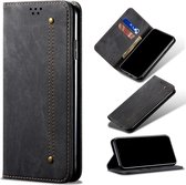 Voor Samsung Galaxy A32 5G denim textuur casual stijl horizontale flip lederen tas met houder & kaartsleuven & portemonnee (zwart)