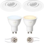 PHILIPS HUE - LED Spot Set GU10 - White Ambiance - Bluetooth - Proma Domy Pro - Inbouw Rond - Mat Wit - Verdiept - Kantelbaar - Ø105mm