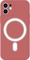 Mobigear Hoesje geschikt voor Apple iPhone 12 Siliconen MagSafe Telefoonhoesje | Mobigear Rubber Touch Backcover | Geschikt voor MagSafe | Geschikt voor Draadloos Opladen met Magnetische Ring | MagSafe Case - Rood