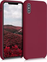kwmobile telefoonhoesje voor Apple iPhone XS - Hoesje met siliconen coating - Smartphone case in rabarber rood