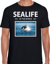 Dieren foto t-shirt Orkas - zwart - heren - sealife of the world - cadeau shirt Orka liefhebber L