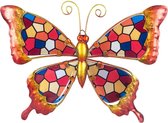 Vlinder | metaal & glas | mozaiek | rood | M | 19 x 26cm