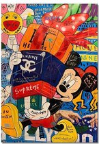 Canvas Experts doek Micky mouse met Chanel - Supreme pakjes maat 100x70CM *ALLEEN DOEK MET WITTE RANDEN* Wanddecoratie | Poster | Wall art | canvas doek | voor meer opties en complete schilde