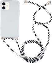 Apple iPhone 12 Mini Hoesje - Mobigear - Lanyard Serie - TPU Hoesje met koord - Transparant / Zwart - Hoesje Geschikt Voor Apple iPhone 12 Mini