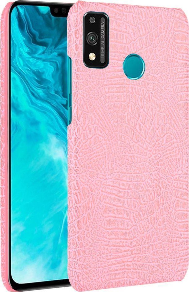 Mobigear Hoesje geschikt voor HONOR 9X Lite Telefoonhoesje Hardcase | Mobigear Croco Backcover | 9X Lite Case | Back Cover - Roze