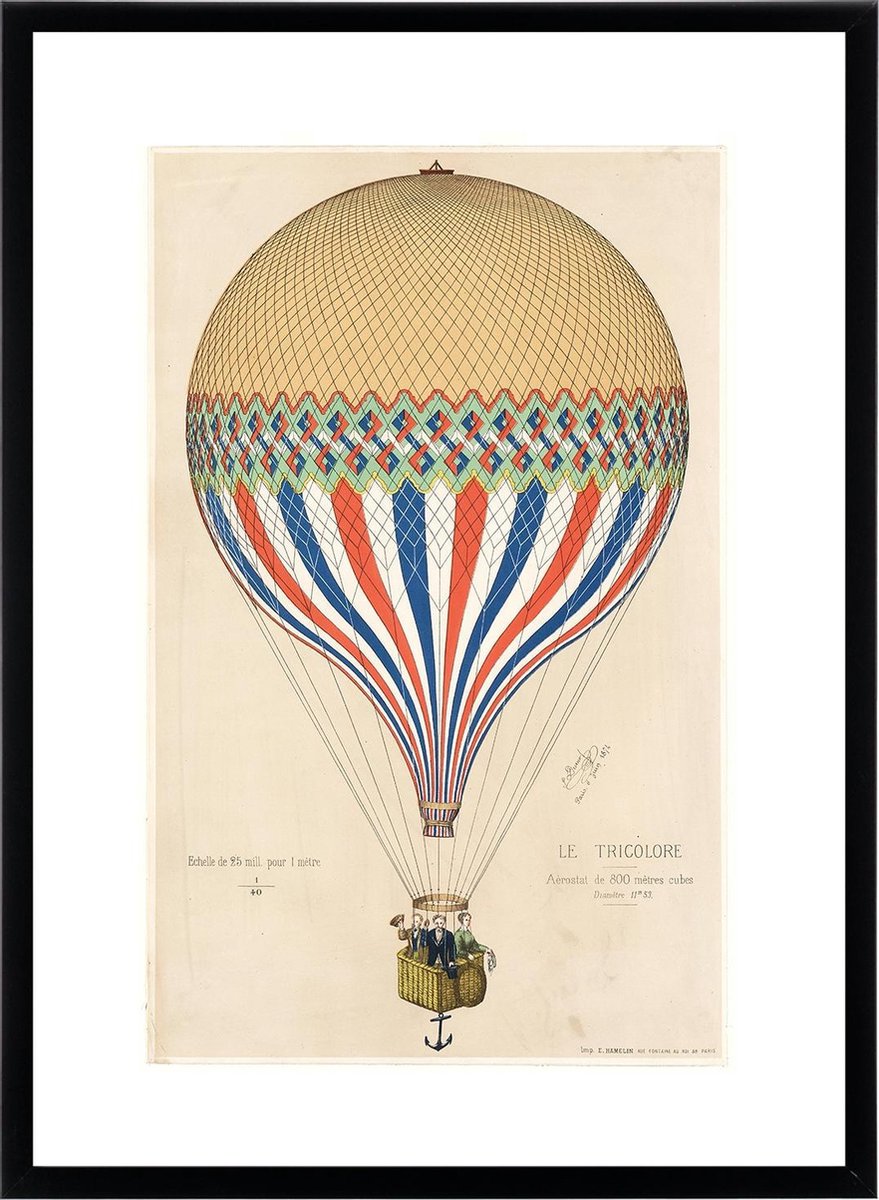 Esque Vintage Poster Luchtballon - Retro Wanddecoratie - Vliegen & Luchtvaart - 50x70 cm Losse poster