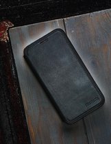 Minim Apple iPhone 12 Mini Hoesje Echt Leer Book Case Zwart