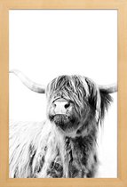 JUNIQE - Poster in houten lijst Highland Cattle Frida 2 -20x30 /Grijs