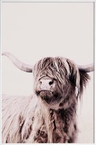 JUNIQE - Poster in kunststof lijst Highland Cattle Frida Crème -40x60