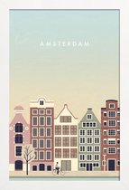 JUNIQE - Poster in houten lijst Amsterdam - retro -20x30 /Bruin