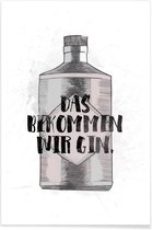 JUNIQE - Poster Gin -30x45 /Grijs & Wit