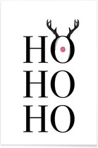 JUNIQE - Poster Hohoho Deer -30x45 /Wit & Zwart