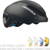 CADOMOTUS Omega Aero Helm | Professionele Aerodynamische Helm | Schaatshelm | Fietshelm | Triathlonhelm | Ultra Licht & Lage weerstand | Voor Volwassenen | Maat M (54 - 57 cm) Matzwart | Vizier Optioneel