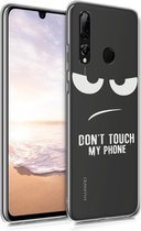 kwmobile telefoonhoesje voor Huawei P Smart+ (2019) - Hoesje voor smartphone in wit / transparant - Don't Touch My Phone design