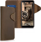 kalibri telefoonhoesje voor Samsung Galaxy J4+ / J4 Plus DUOS - Hoesje met pasjeshouder en standaard - bruin - Wallet case