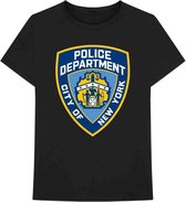 New York City Heren Tshirt -L- Police Dept. Badge Zwart
