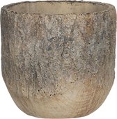 Clayre & Eef Bloempot Binnen Ø 13*12 cm Bruin Steen Rond Plantenpot