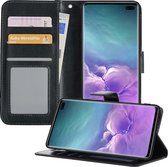 Hoesje Geschikt voor Samsung S10 Hoesje Book Case Hoes Wallet Cover - Hoes Geschikt voor Samsung Galaxy S10 Hoesje Bookcase Hoes - Zwart
