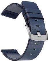 Horlogeband van Leer voor Garmin Vivomove Luxe / Style | 20 mm | Horloge Band - Horlogebandjes | Blauw met Zilveren Gesp