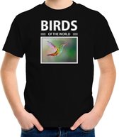 Dieren foto t-shirt Kolibrie vogel - zwart - kinderen - birds of the world - cadeau shirt vogel liefhebber XL (158-164)