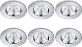 LED Spot 6 Pack - Inbouwspot - Nitron Zagrona - 5W - Waterdicht IP65 - Dimbaar - Warm Wit 3000K - Glans Chroom - Aluminium - Rond