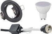 LED Spot Set - Igan - Nitron - GU10 Fitting - Inbouw Rond - Mat Zwart - 8W - Helder/Koud Wit 6400K - Kantelbaar Ø83mm