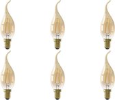 CALEX - LED Lamp 6 Pack - Kaarslamp Filament BXS35 - E14 Fitting - 3.5W - Warm Wit 2100K - Goud
