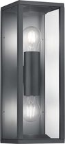 LED Tuinverlichting - Tuinlamp - Nitron Garinola - Wand - E27 Fitting - 2-lichts - Mat Zwart - Aluminium