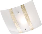 LED Plafondlamp - Plafondverlichting - Nitron Niki - E27 Fitting - 1-lichts - Vierkant - Mat Goud - Glas