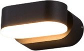 LED Tuinverlichting - Buitenlamp - Nicron Trabon - Wand - 6W - Warm Wit 3000K - Ovaal - Mat Zwart - Aluminium