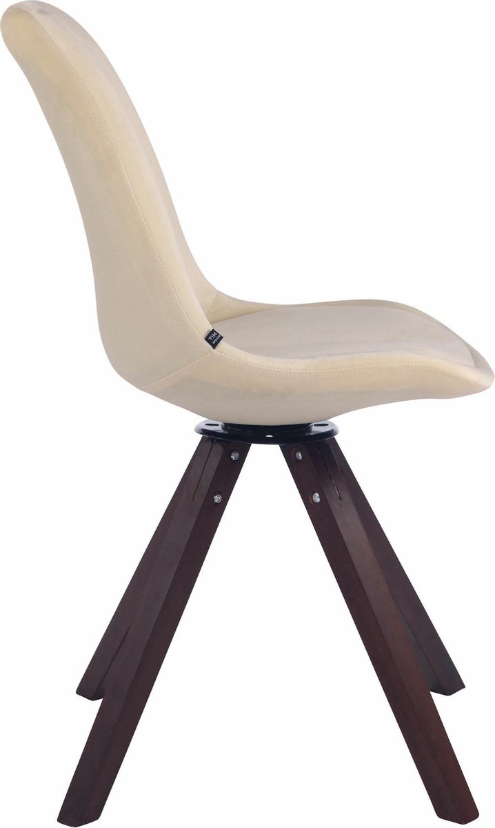 CLP Troyes Eetkamerstoel - Vierkant frame - Fluweel creme walnoot