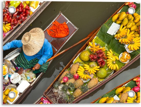 Tuinposter - Kano's met Fruit in Vietnam - Foto op Tuinposter (wanddecoratie voor buiten en binnen)