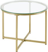 Salontafel Alavieska rond glas en metaal 42xØ50 cm goud