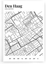 Walljar - Stadskaart Den Haag Centrum III - Muurdecoratie - Poster met lijst