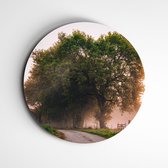 IDecorate - Schilderij - Early Morning Walk Natuurprint - Groen, Bruin En Roze - 120 X 120 Cm