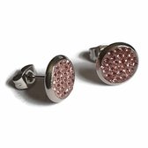 Aramat jewels ® - Oorstekers zweerknopjes licht roze staal zilverkleurig 10mm