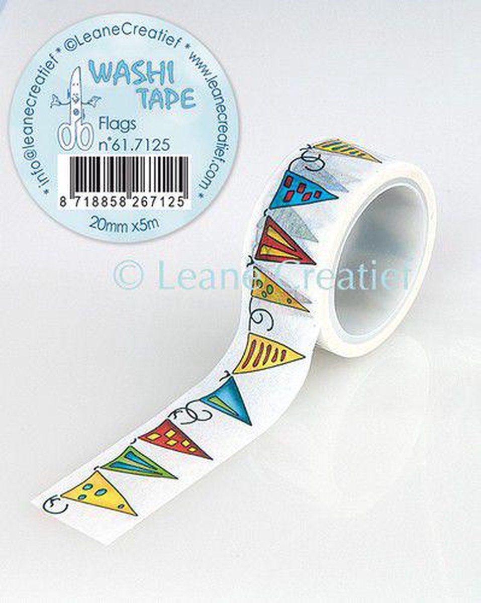 LeCrea - Washi tape Vlaggetjes, 20mmx5m. 617.125