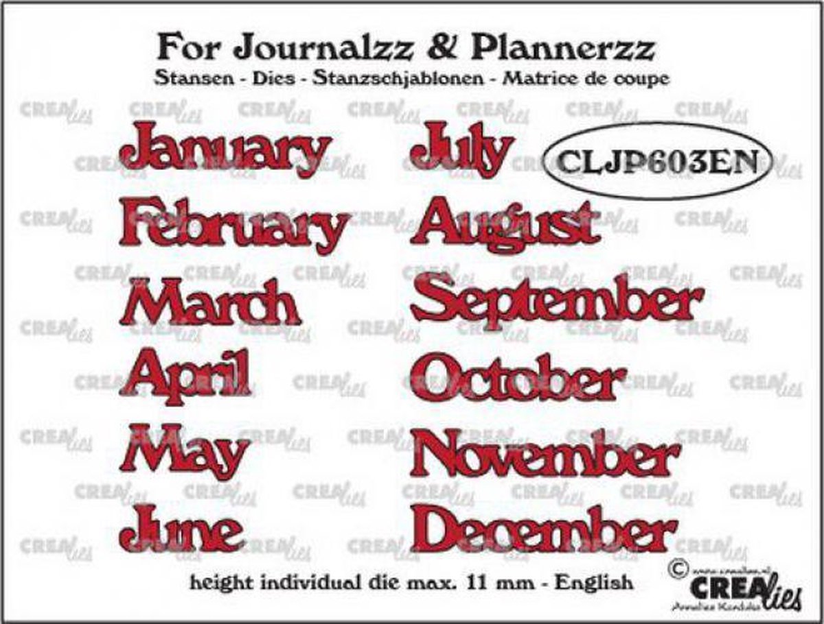 Crealies For journalzz & plannerzz snijmal - Maanden EN