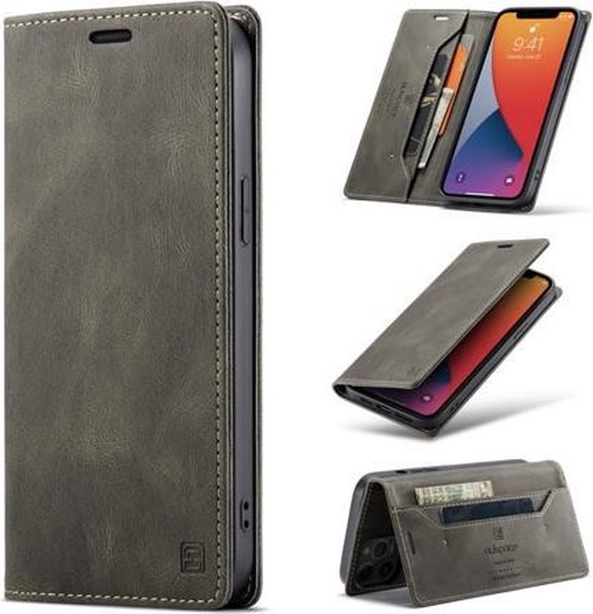 AutSpace - Hoesje geschikt voor iPhone 12 Pro Max - Wallet Book Case - Magneetsluiting - met RFID bescherming - Bruin