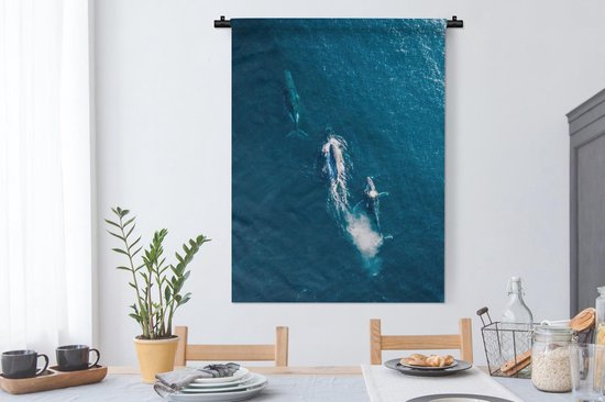 Tapisserie Sea Bird's Eye View - Vue de dessus des baleines dans la mer Tapisserie coton 90x120 cm - Tapisserie avec photo